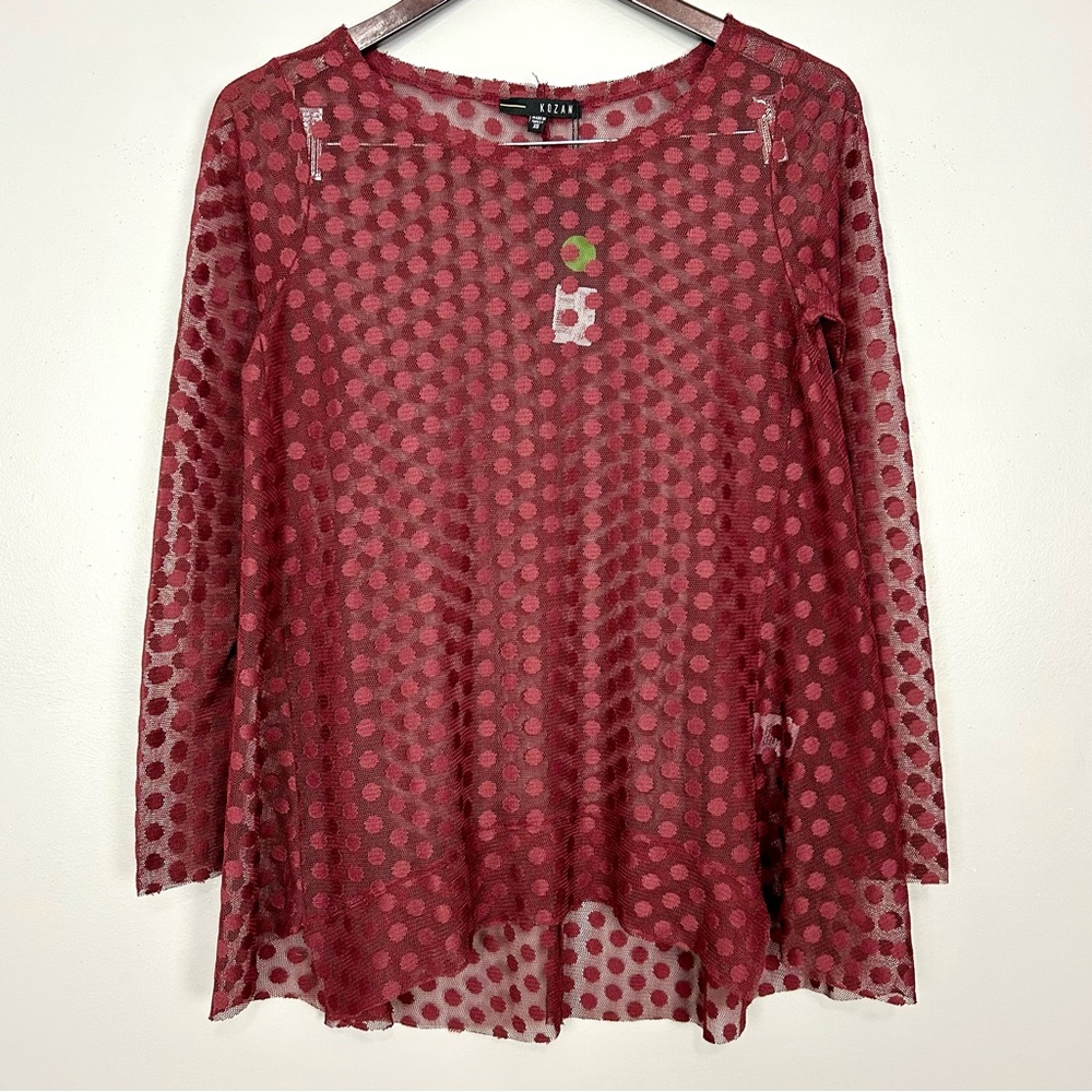 Kozan Polka Dot Mesh Tunic Top Women’s Size XS Art to Wear Sheer Layering New